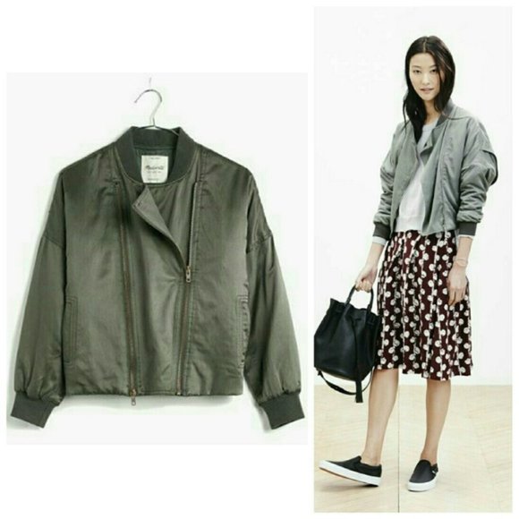 Madewell Jackets & Blazers - Madewell "Tokyo Rider" Silk Cropped Moto Bomber Jacket